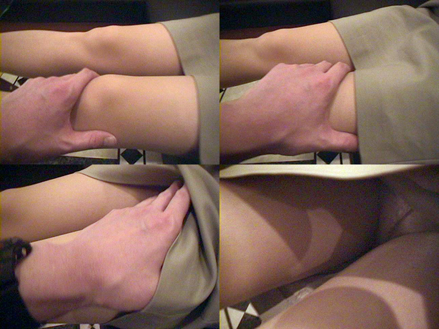 OLの美脚を触りながら撮影した画像